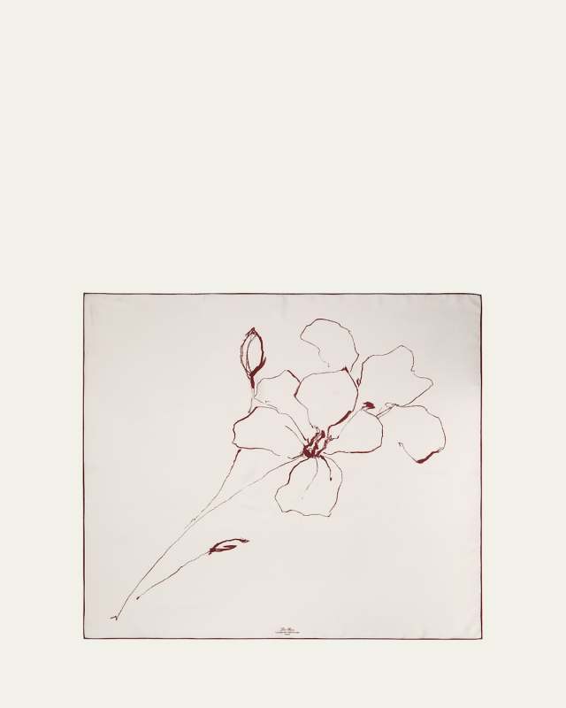 Flower-Print Silk Scarf